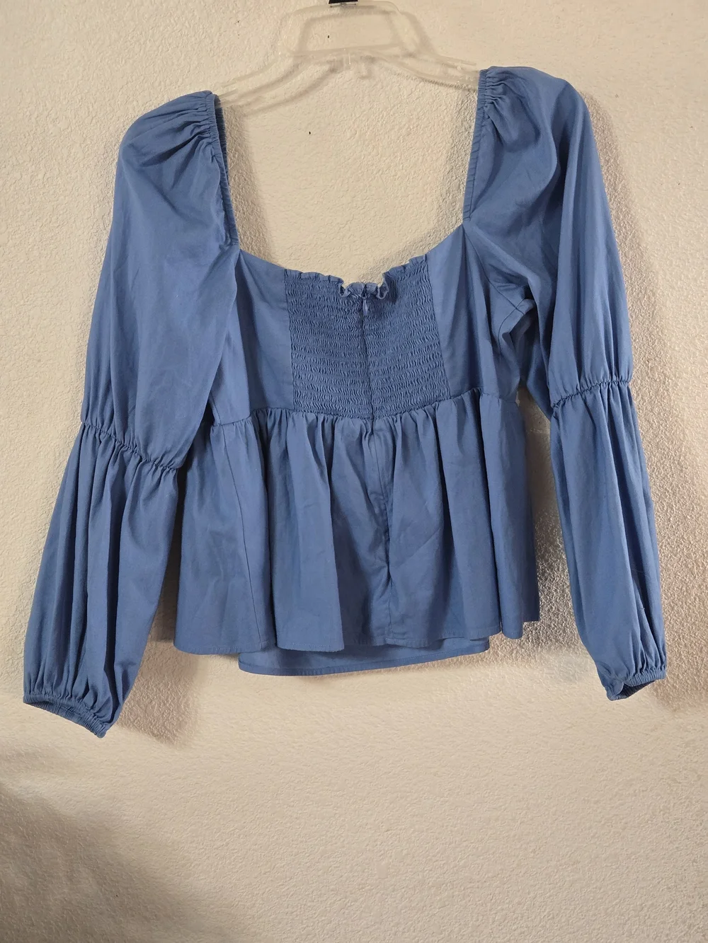 Reformation Jaxley In Azurer Blue Square Bodice Peplum Top